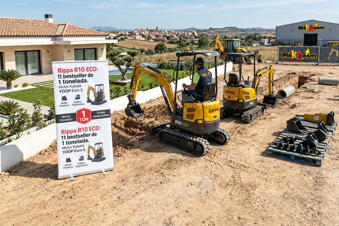 Miniexcavadora Rippa R10: ¿Motor Kubota Z482 o YOOP 192F Euro 5?