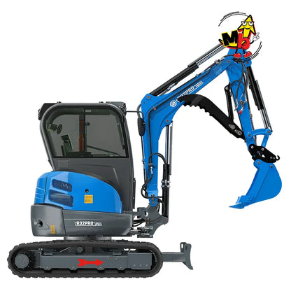 Miniexcavadora RIPPA R32 PRO vista lateral con cabina