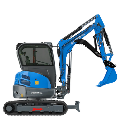 Miniexcavadora RIPPA R32 PRO vista lateral con cabina